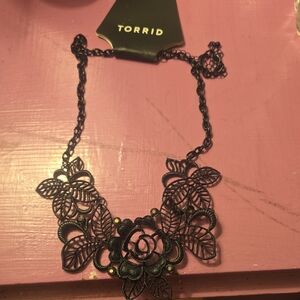 Torrid Black Lace Floral Necklace